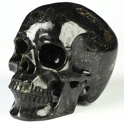 3.5" Iolite Hand Carved Crystal Skull, Super Realistic, Crystal Healing