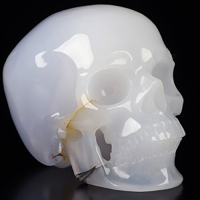 3.5" Blue Chalcedony Hand Carved Crystal Skull, Super Realistic, Crystal Healing