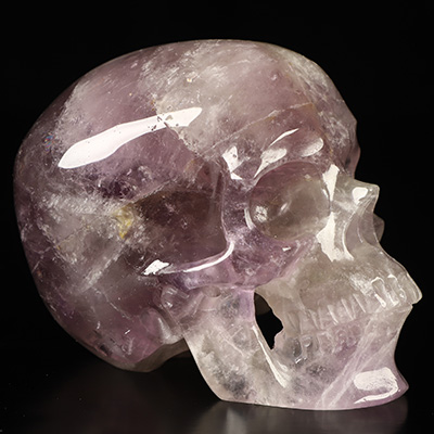 Gemstone 3.5" Amethyst Hand Carved Crystal Skull, Super Realistic, Crystal Healing