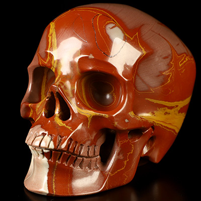 3.5" Red Noreena Jasper Hand Carved Crystal Skull, Super Realistic, Crystal Healing