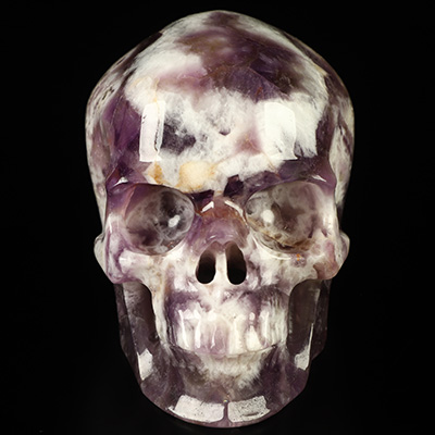 3.5" Dream Chevron Amethyst Hand Carved Crystal Skull, Super Realistic, Crystal Healing