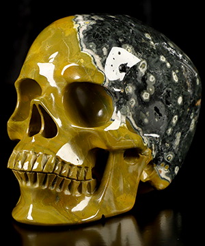 5.2" Ocean Jasper Hand Carved Crystal Skull, Super Realistic, Crystal Healing