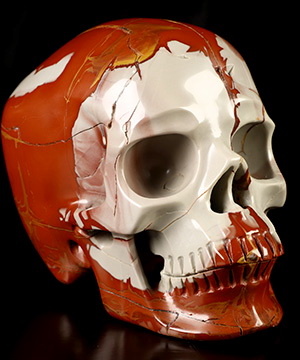 5.2" Red Noreena Jasper Hand Carved Crystal Skull, Super Realistic, Crystal Healing