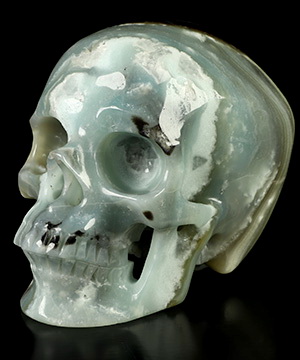 5.2" Chinese Amazonite Hand Carved Crystal Skull, Super Realistic, Crystal Healing