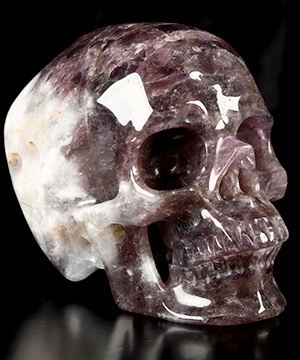 Gemstone 5.2" Amethyst Hand Carved Crystal Skull, Super Realistic, Crystal Healing