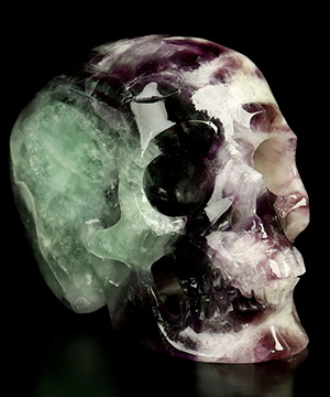 2.0" Fluorite Hand Carved Crystal Skull, Super Realistic, Crystal Healing