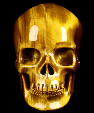 2.0" Gold Tiger's Eye Hand Carved Crystal Skull, Super Realistic, Crystal Healing
