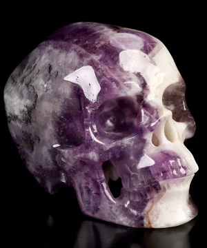 3.5" Dream Chevron Amethyst Hand Carved Crystal Skull, Super Realistic, Crystal Healing