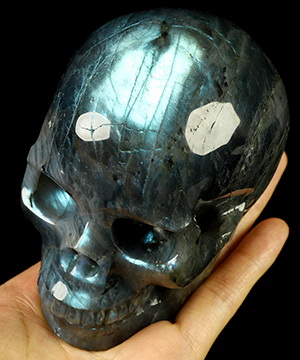 4.2" Labradorite Hand Carved Crystal Skull, Realistic, Crystal Healing