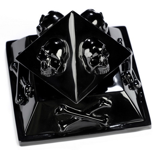 5.1" Black Obsidian Hand Carved Crystal Skull Box, Crystal Healing