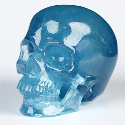 Top Quality! 2.6" Aquamarine Hand Carved Crystal Skull, Super Realistic, Crystal Healing