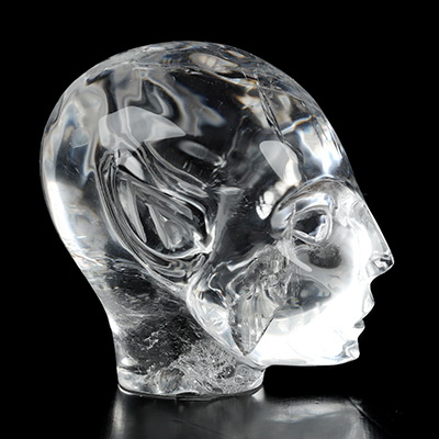 2.0" Quartz Rock Crystal Hand Carved Elf Crystal Skull, Crystal Healing