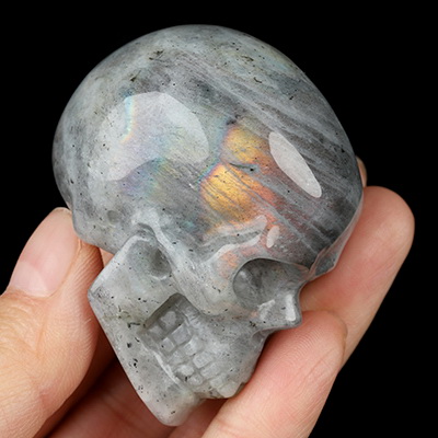 2.0" Labradorite Hand Carved Crystal Skull, Realistic, Crystal Healing