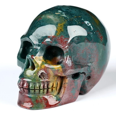 2.0" Bloodstone Hand Carved Crystal Skull, Realistic, Crystal Healing