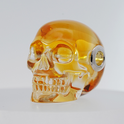 Gemstone Necklace of 1.1" Citrine Hand Carved Crystal Skull Pendant, Skull Jewelry