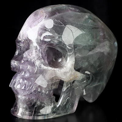5.0" Fluorite Hand Carved Crystal Skull, Super Realistic, Crystal Healing