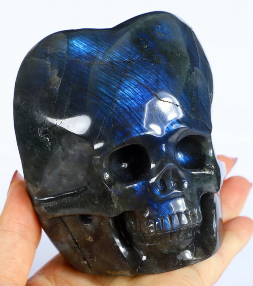 3.5" Labradorite Hand Carved Crystal Skull Fine Art Sculpture, Crystal Healing