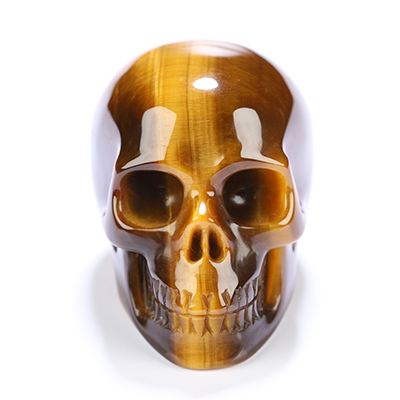 1.5" Gold Tiger's Eye Hand Carved Crystal Skull, Realistic, Crystal Healing
