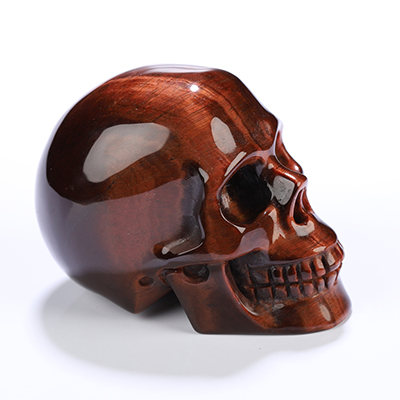 1.5" Red Tiger's Eye Hand Carved Crystal Skull, Realistic, Crystal Healing