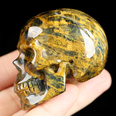 2.0" Flash New Pietersite Hand Carved Crystal Skull, Realistic, Crystal Healing
