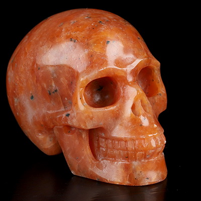 2.0" Orange Calcite Hand Carved Crystal Skull, Realistic, Crystal Healing