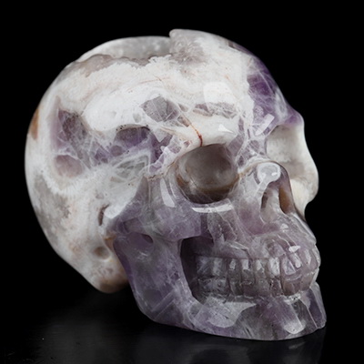 2.0" Dream Chevron Amethyst Hand Carved Crystal Skull, Realistic, Crystal Healing