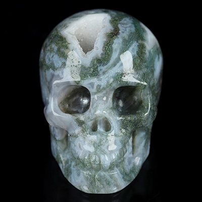 2.0" Green Moss Agate Hand Carved Crystal Skull, Realistic, Crystal Healing