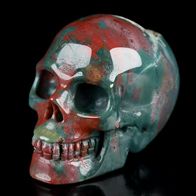 2.0" Bloodstone Hand Carved Crystal Skull, Realistic, Crystal Healing