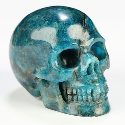 2.0" Blue Apatite Hand Carved Crystal Skull, Realistic, Crystal Healing