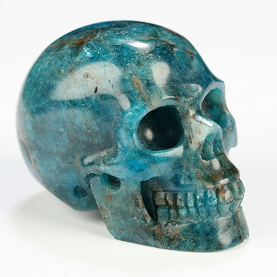 1.9" Blue Apatite Hand Carved Crystal Skull, Realistic, Crystal Healing