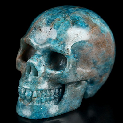 1.9" Blue Apatite Hand Carved Crystal Skull, Realistic, Crystal Healing