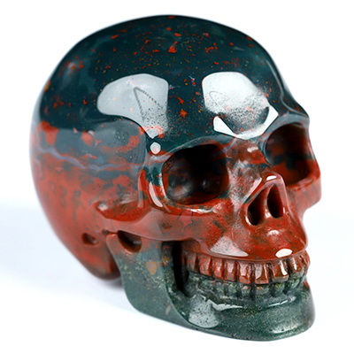 1.9" Bloodstone Hand Carved Crystal Skull, Realistic, Crystal Healing