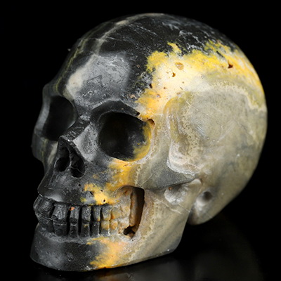 Gemstone 1.9" Bumble Bee Jasper Hand Carved Crystal Skull, Realistic, Crystal Healing