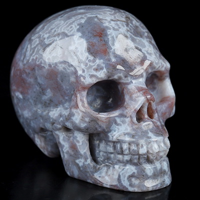 2.0" Red Moss Agate Hand Carved Crystal Skull, Realistic, Crystal Healing