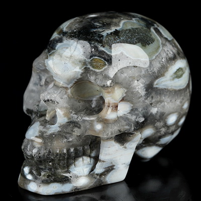 2.0" Ocean Jasper Hand Carved Crystal Skull, Realistic, Crystal Healing