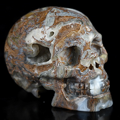 2.0" Geode fluorite Hand Carved Crystal Skull, Realistic, Crystal Healing