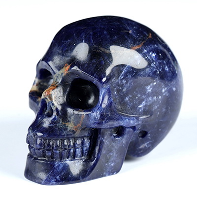 2.0" Sodalite Hand Carved Crystal Skull, Realistic, Crystal Healing