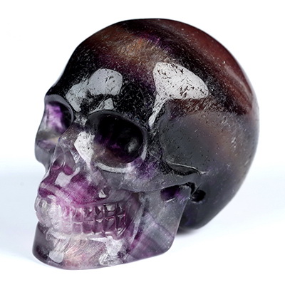 2.0" Fluorite Hand Carved Crystal Skull, Realistic, Crystal Healing
