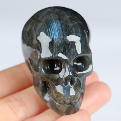 2.0" Labradorite Hand Carved Crystal Skull, Realistic, Crystal Healing