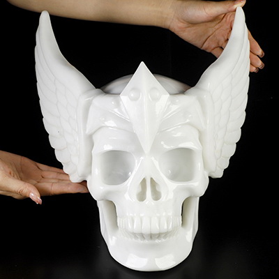 34.9LB Titan 11.8" White Jade Hand Carved Guardian Crystal Skull Sculpture, Crystal Healing