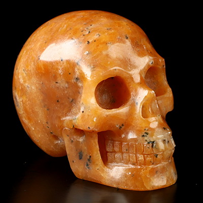 2.0" Orange Calcite Hand Carved Crystal Skull, Realistic, Crystal Healing