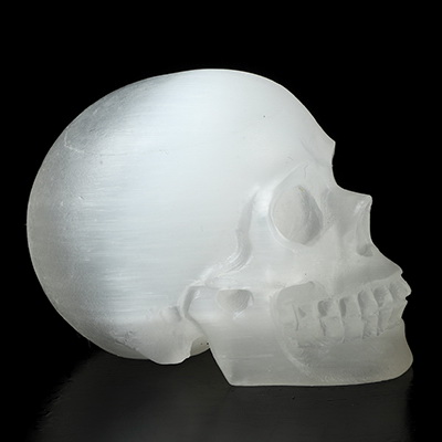 2.0" Selenite Hand Carved Crystal Skull, Realistic, Crystal Healing