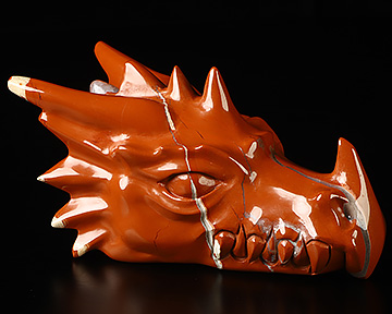 6.1" Red Jasper Hand Carved Crystal Dragon Head Skull Sculpture, Crystal Healing