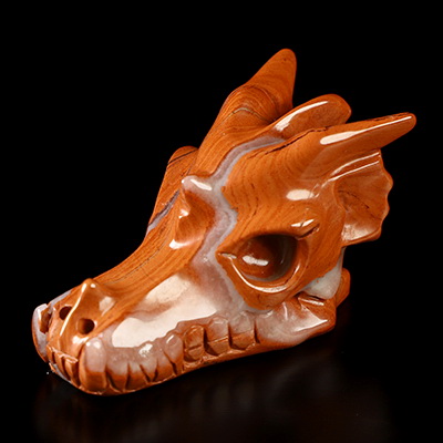 2.0" Red Jasper Hand Carved Crystal Dragon Skull Sculpture, Crystal Healing