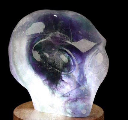 4.1" Fluorite Star Being Hollow Female Alien Crystal Skull Companion Lamp/Light with Led Stand