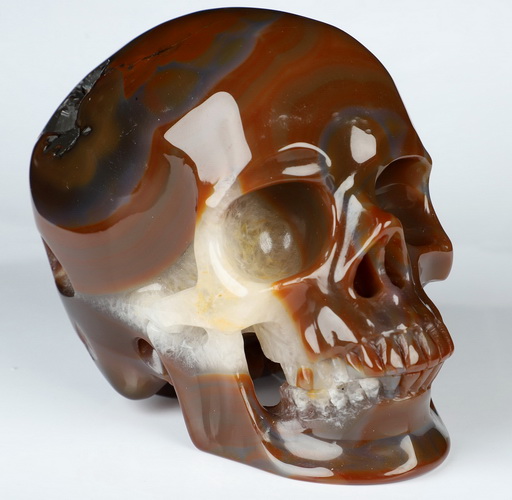 5.0" Premium Brazilian Agate Hand Carved Crystal Skull, Super Realistic, Crystal Healing