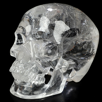 3.7" Clear Quartz Rock Crystal Hand Carved Crystal Skull, Super Realistic, Crystal Healing