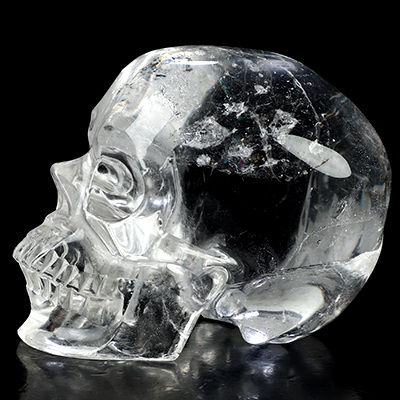 3.7" Clear Quartz Rock Crystal Hand Carved Crystal Skull, Super Realistic, Crystal Healing