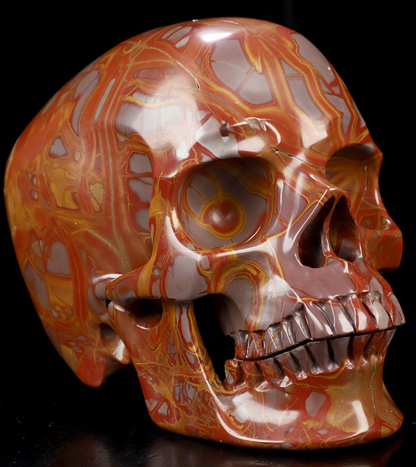 Super Realistic! Lifesized 6.9" Red Noreena Jasper Hand Carved Crystal Skull, Crystal Healing
