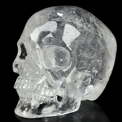 3.7" Clear Quartz Rock Crystal Hand Carved Crystal Skull, Super Realistic, Crystal Healing